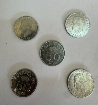 Lote 5 monedas 50 céntimos España 82