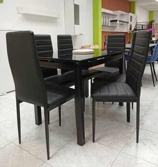Mesa Extensible DT + 6 Sillas Negras. ¡EN OFERTA!