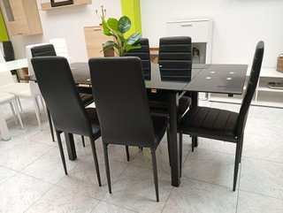 Mesa Extensible DT + 6 Sillas Negras. ¡EN OFERTA!