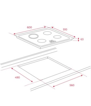 Placa Vitrocerámica 60cm 3 Fuegos Touch Control