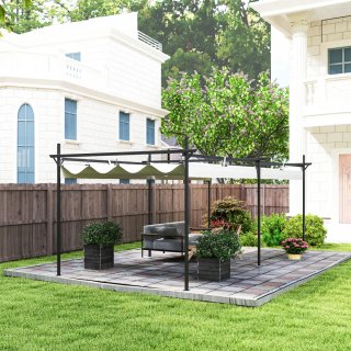 Pérgola retráctil 6x3m con tela beige