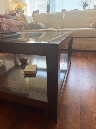 Mesa auxiliar cristal y madera