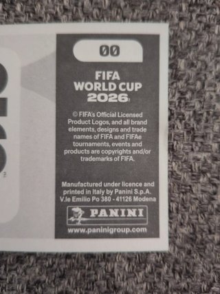 Cromo Panini Mundial 2026 - 00