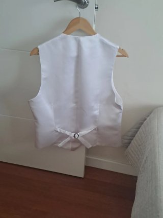 Traje de chaqueta + camisa + pajarita blanco satén