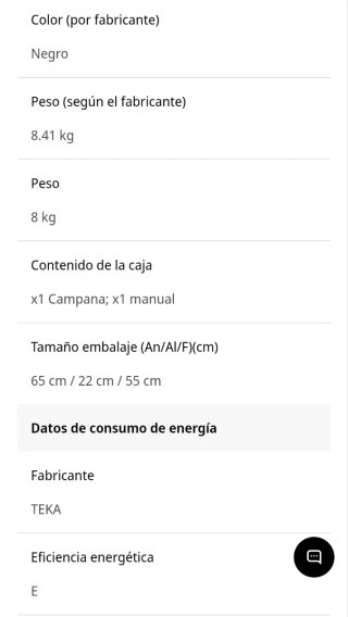 Campana Teka C 6420 Negra 60cm