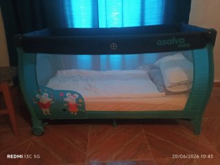 Cuna de viaje portátil azul Asalvo Baby