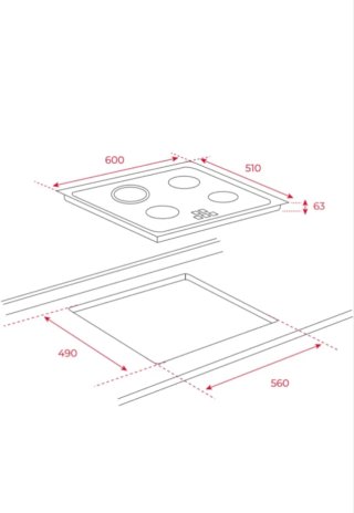 Vitrocerámica 60cm 3 fuegos Touch Control
