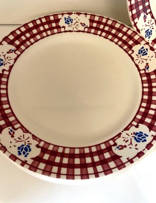 10 Platos Postre Vintage Cuadros burdeos y Flores