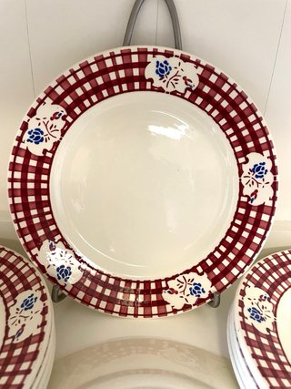 10 Platos Postre Vintage Cuadros burdeos y Flores