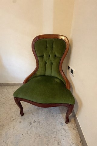 Poltroncina vintage velluto verde