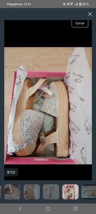 Sandalias esparto beige y plata