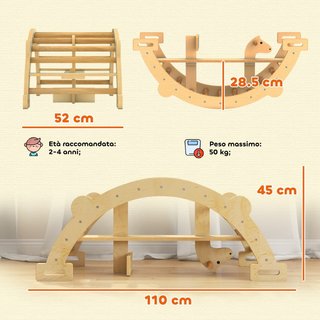 Arco Montessori in Legno per Bambini 2-4 Anni Conv