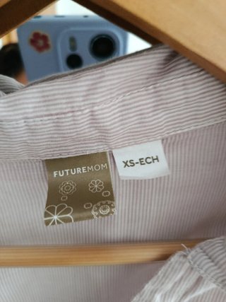 Camisa premamá rayas beige y rosa