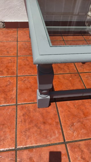 Mesa de centro cristal y madera gris