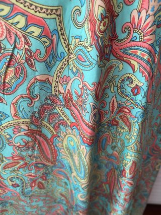 Vestido largo turquesa estampado