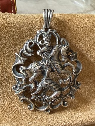 Medalla Antigua Plata San Jorge Dragón