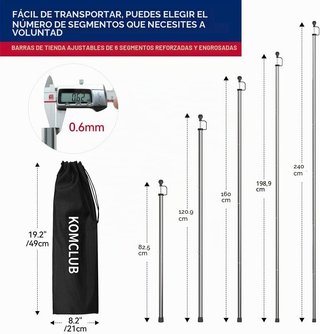 2 Postes Telescópicos Lonas KOMCLUB