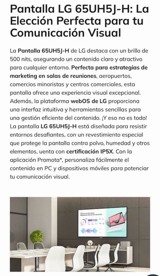 Pantalla LG 65 pulgadas