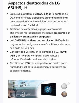 Pantalla LG 65 pulgadas