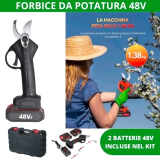 Forbici Cesoia Elettrica 2 Batterie 48v + Accessor