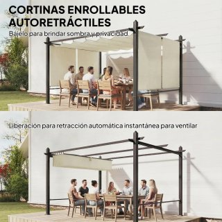 Pérgola Jardín 4x3m con Cortinas
