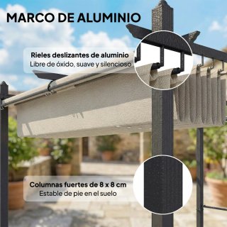 Pérgola Jardín 4x3m con Cortinas