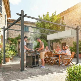Pérgola Jardín 4x3m con Cortinas