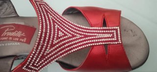 Sandalias Pradillo Cuña Piel Roja y Plata