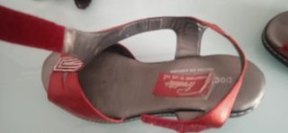 Sandalias Pradillo Cuña Piel Roja y Plata