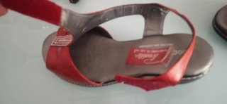 Sandalias Pradillo Cuña Piel Roja y Plata