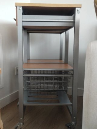 Mueble auxiliar cocina 2 cajones, cestas y ruedas