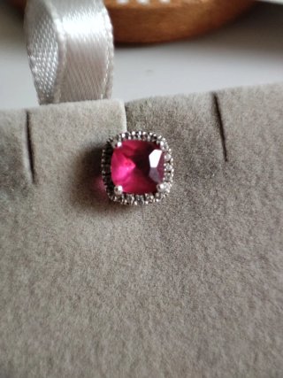 Pendientes Plata y Circonitas Rosa