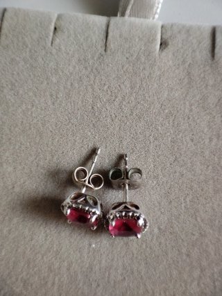 Pendientes Plata y Circonitas Rosa