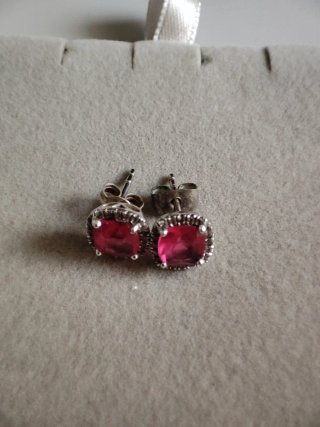 Pendientes Plata y Circonitas Rosa