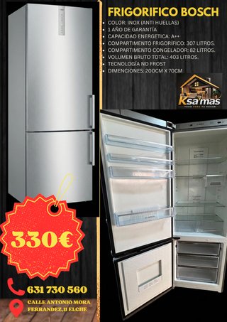 Frigorífico Bosch Inox 403L No Frost