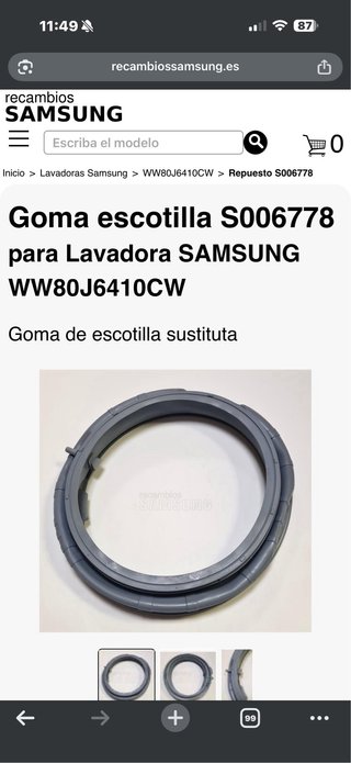 Lavadora Samsung WW80J6410CW piezas cruceta nueva