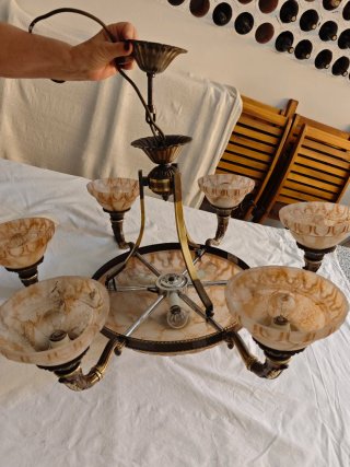 Lámpara de salón de mármol y metal
