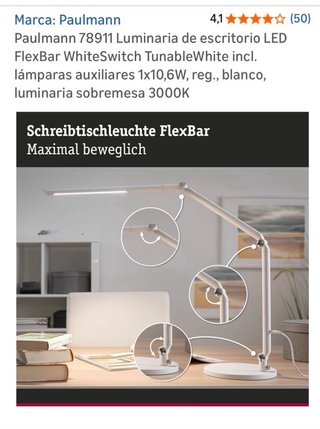 Lámpara Escritorio LED Paulman Blanca