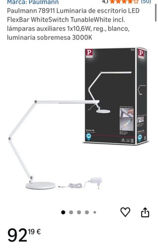 Lámpara Escritorio LED Paulman Blanca