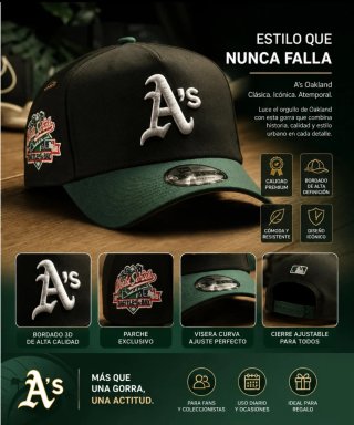 Gorra New Era A's Oakland Negra y Verde