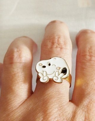 Anillo Snoopy Cara Ajustable Dorado