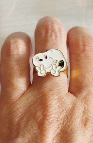 Anillo Snoopy Cara Ajustable Dorado