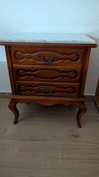 Mesita de noche madera y mármol