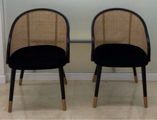 Silla comedor ratán negra y dorada