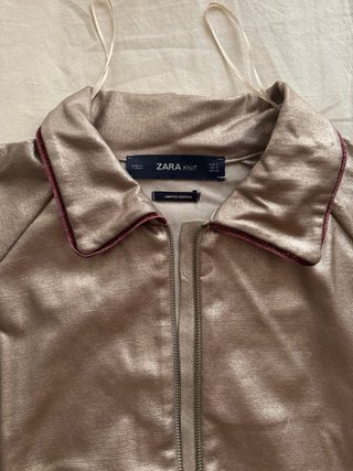 Chaqueta Bomber Zara Metalizada Talla M