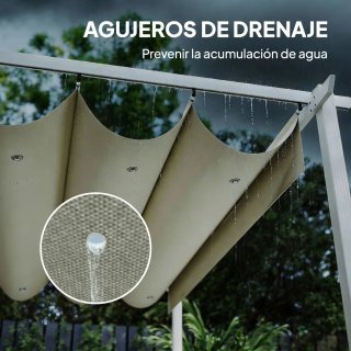 Pérgola 4x3m Techo Retráctil Beige/Blanco