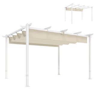 Pérgola 4x3m Techo Retráctil Beige/Blanco