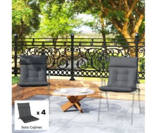 Set 4 Cojines Silla Exterior Gris