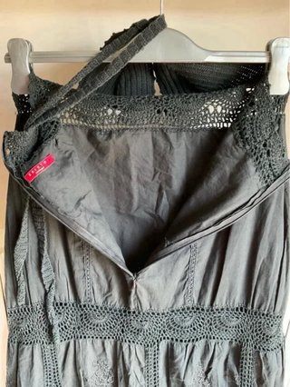 Vestito CONBIPEL nero cotone uncinetto vintage