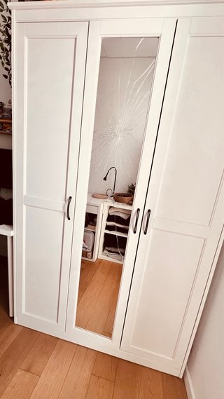 SONGESAND Armario blanco, espejo roto,120x60x191cm